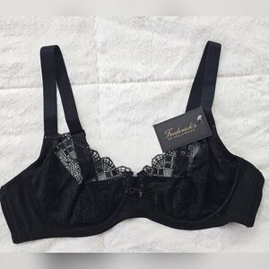 NWT Frederick's of Hollywood Black Lace Demi Underwire Bra Size 32D